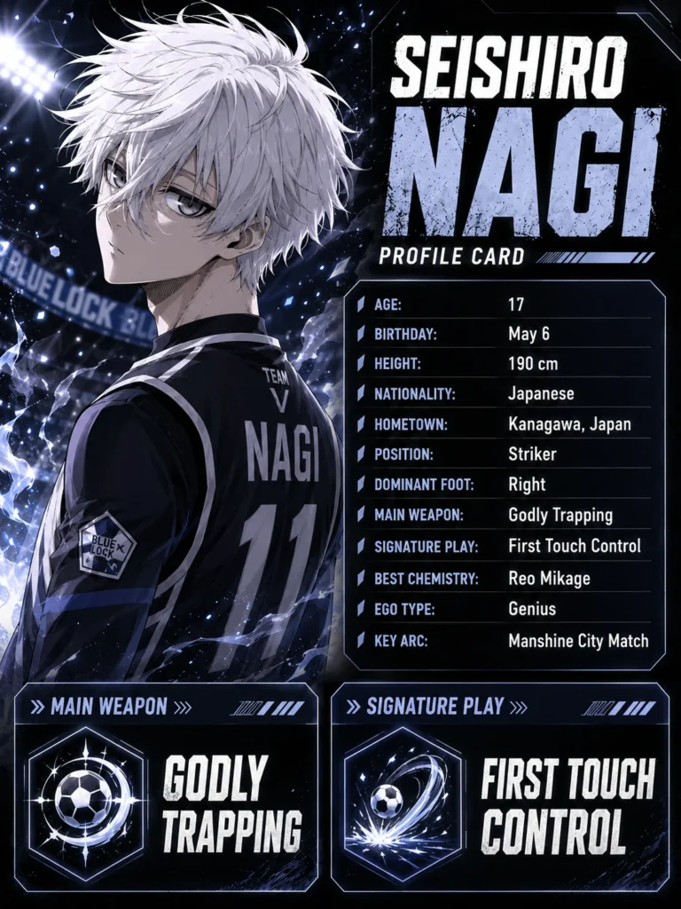 Seishiro Nagi profile in Blue Lock.